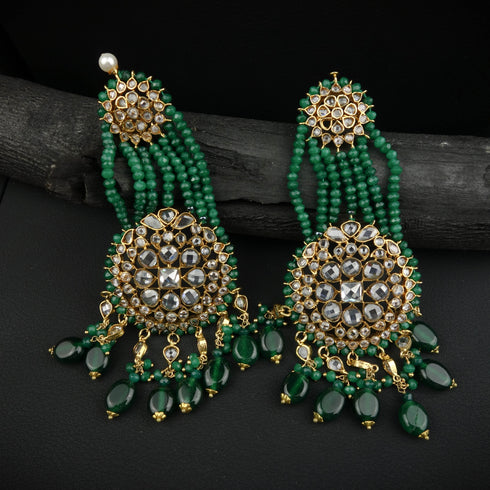 Emerlad Gold plated silver Earrings-DS 114